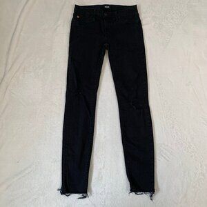 Hudson Jeans Krista ankle super skinny black distressed skinny stretch‎ denim